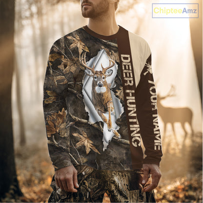 Whitetail Deer Hunting Shirt Forest Camo Custom Name Hunting Clothes For Deer Hunters NBT329