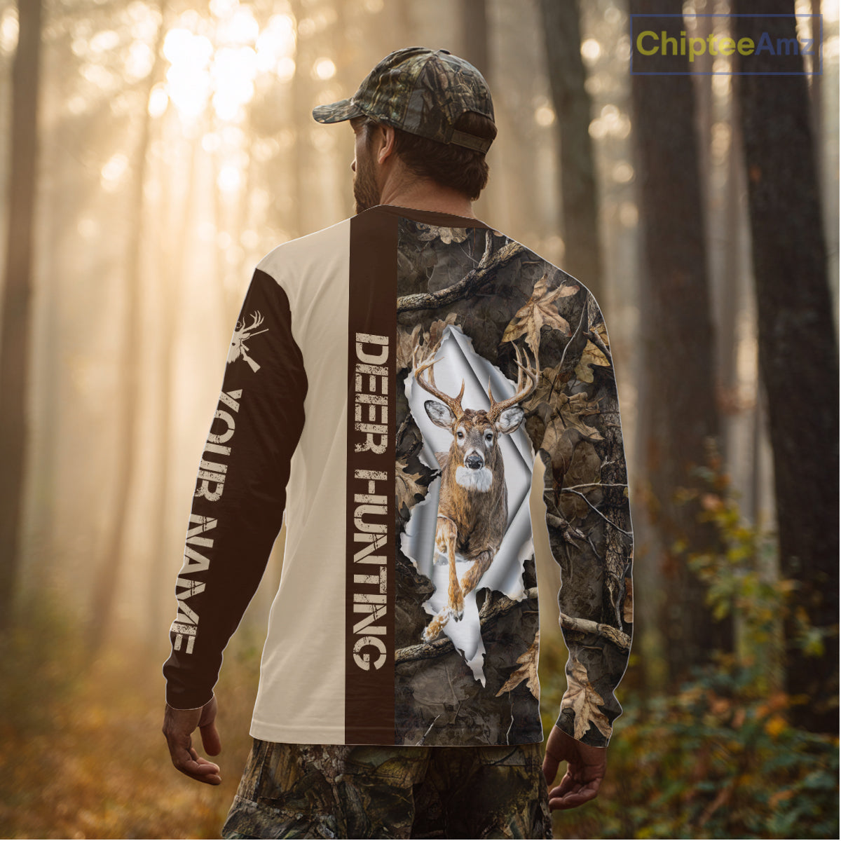 Whitetail Deer Hunting Shirt Forest Camo Custom Name Hunting Clothes For Deer Hunters NBT329