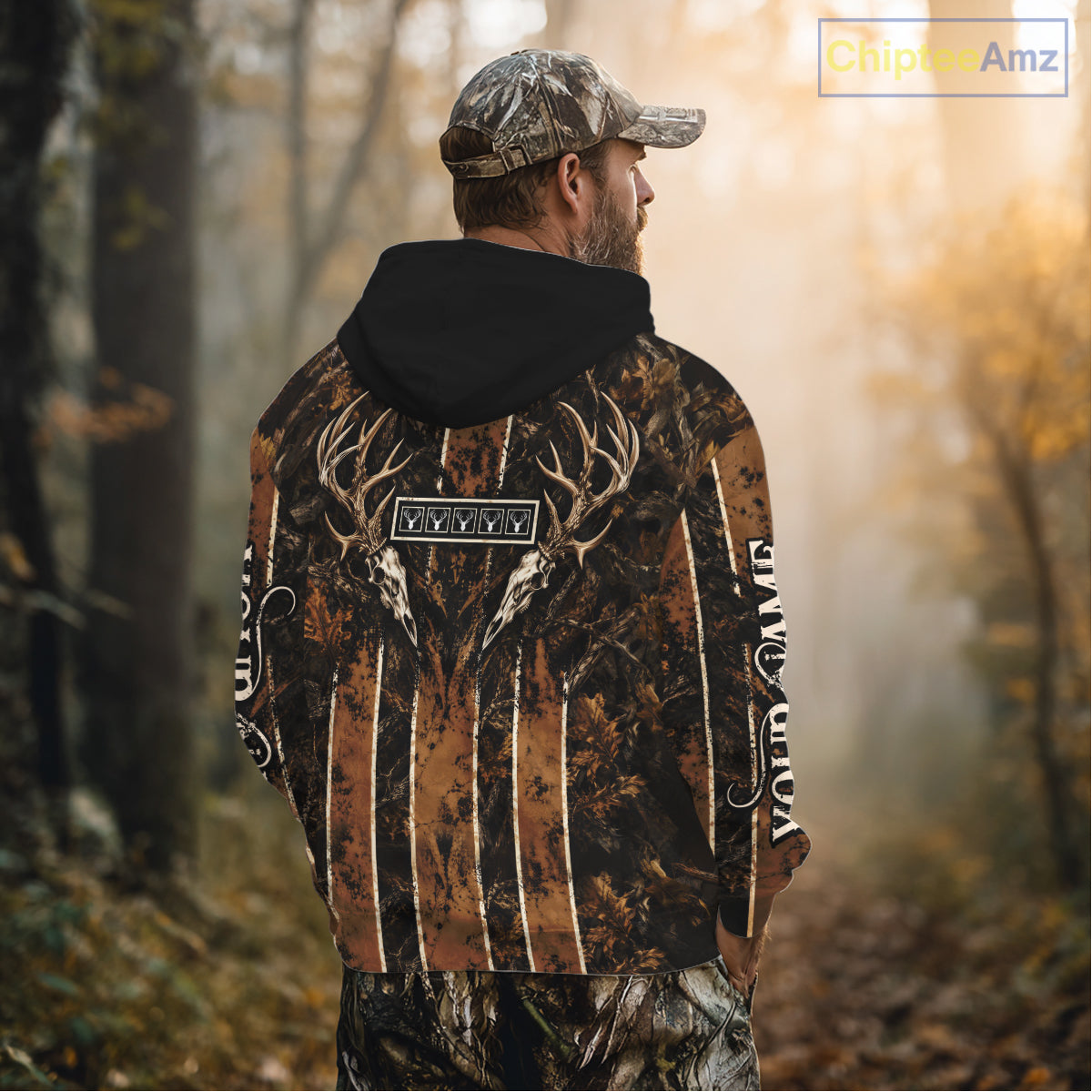 Beautiful Brown Camo Deer Hunting Shirt With Skull Print Custom Name Hunting Gifts NBT1066