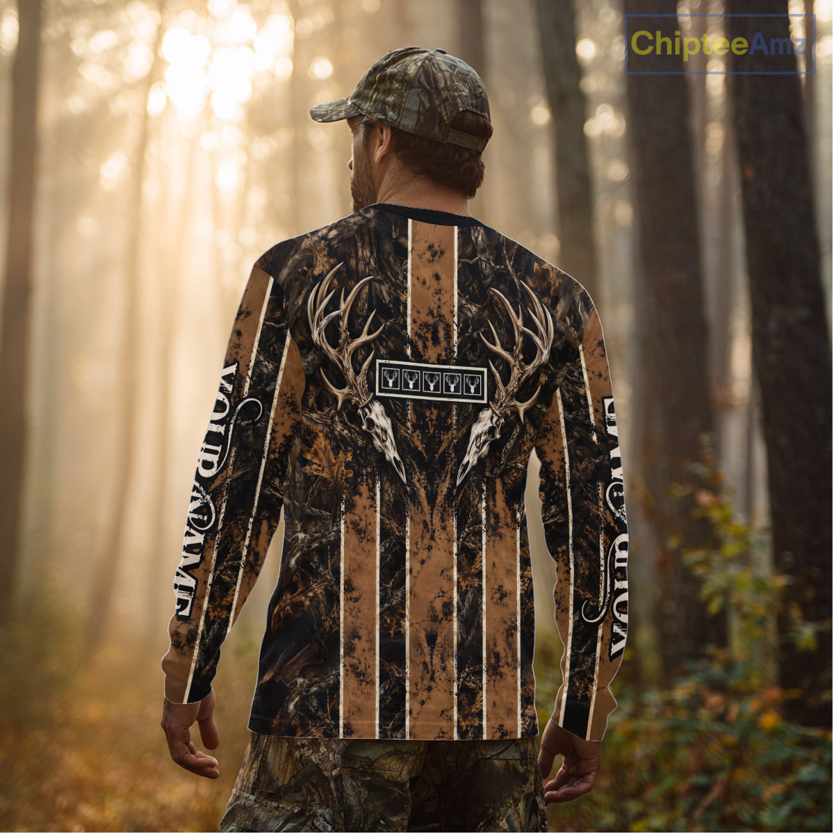 Beautiful Brown Camo Deer Hunting Shirt With Skull Print Custom Name Hunting Gifts NBT1066