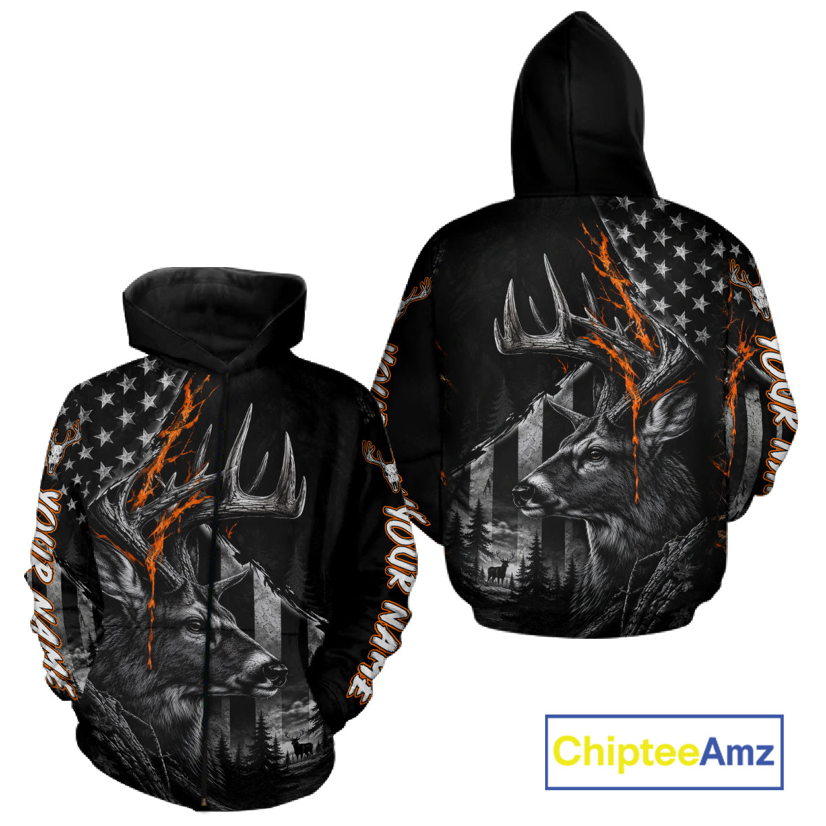 Whitetail Deer Hunting American Flag 3D All Over Printed Shirts Personalized Patriotic Hunting Gifts NBT1070