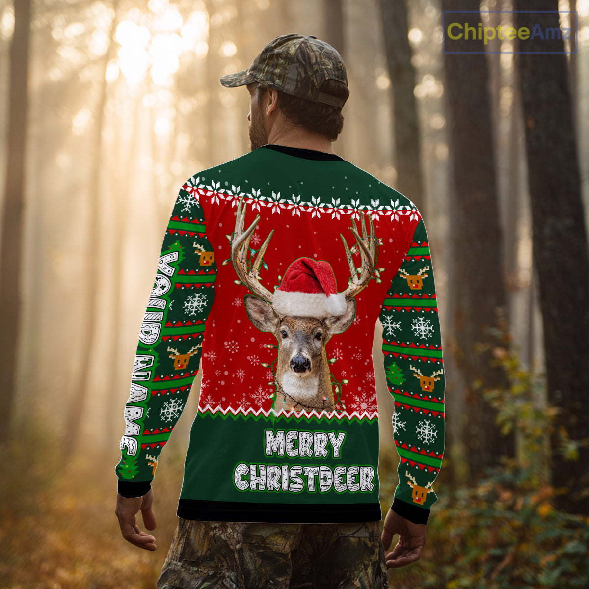 Funny Ugly Christmas Pattern Deer Hunting Custom Name 3D All Over Print Shirts Christmas Shirt NBT285