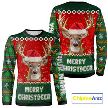Load image into Gallery viewer, Funny Ugly Christmas Pattern Deer Hunting Custom Name 3D All Over Print Shirts Christmas Shirt NBT285