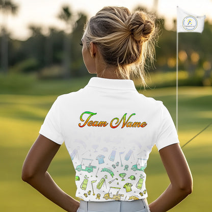 Womens Golf Polo Shirts Colorful Tie Dye Pattern Custom Name, Golf Shirts For Ladies NBT500