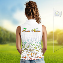 Load image into Gallery viewer, Womens Sleeveless Golf Polo Shirts Colorful Tie Dye Pattern Custom Name, Golf Shirts For Ladies NBT500