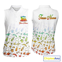 Load image into Gallery viewer, Womens Sleeveless Golf Polo Shirts Colorful Tie Dye Pattern Custom Name, Golf Shirts For Ladies NBT500