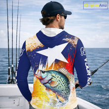 Load image into Gallery viewer, Custom Texas Flag Crappie Fishing Shirts, Funny Fishing Beer Shirts Long Sleeve Hooded For Team NBT617