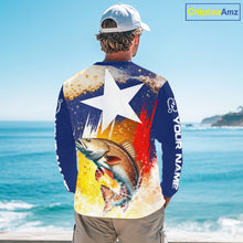 Load image into Gallery viewer, Custom Texas Flag Redfish Fishing Shirts, Funny Fishing Beer Shirts Long Sleeve For Team NBT619