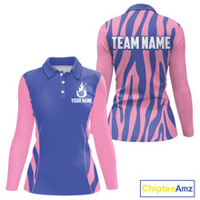 Load image into Gallery viewer, front &amp; back view of custom name long sleeve womens golf polo shirt for golf lovers
