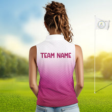 Load image into Gallery viewer, Pink White Womens Sleeveless Polo Golf  Shirts Custom Name Golf Shirt For Women, Golf Team Clothes NBT505