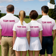 Load image into Gallery viewer, Pink White Mens Polo Golf  Shirts Custom Name Golf Shirt For Men, Golf Team Clothes NBT505