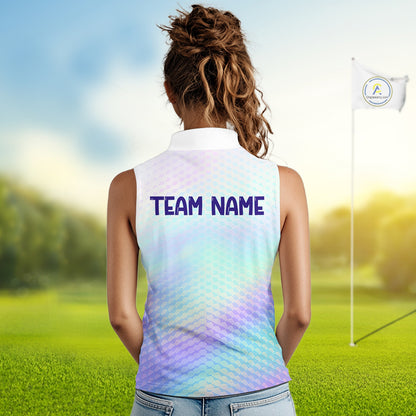 Hologram Womens Sleeveless Polo Golf Shirts Custom Name Golf Shirt For Women, Golf Team Clothes NBT506