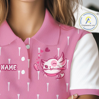 close up polyester fabric womens golf polo shirt 