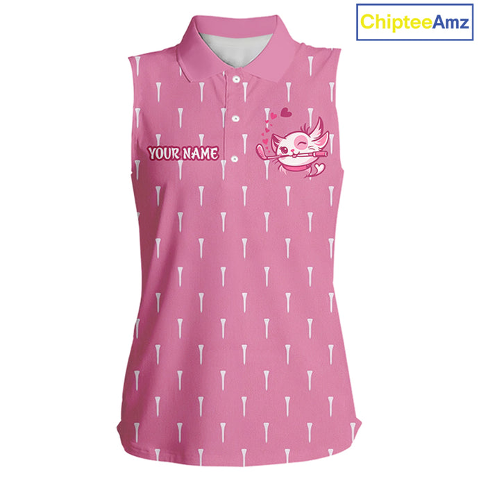 front view of cat mom funny womens sleeveless golf polo shirt for mother’s day gifts