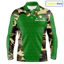 Load image into Gallery viewer, Green Camo Mens Golf Polo Shirts Custom Golf Outfit For Mens, Team Golf Shirts NBT634