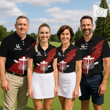 Load image into Gallery viewer, Red Womens Disc Golf Polo Shirts Custom Thunder Lightning Team Disc Golf Jerseys, Disc Golf Gifts NBT650