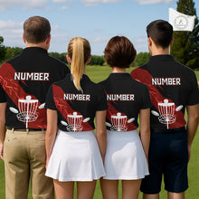 Load image into Gallery viewer, Red Womens Disc Golf Polo Shirts Custom Thunder Lightning Team Disc Golf Jerseys, Disc Golf Gifts NBT650