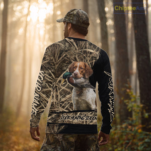 Mallard Duck Hunting Camouflage Shirt With Brittany Dog, Duck Hunting Season NBT156