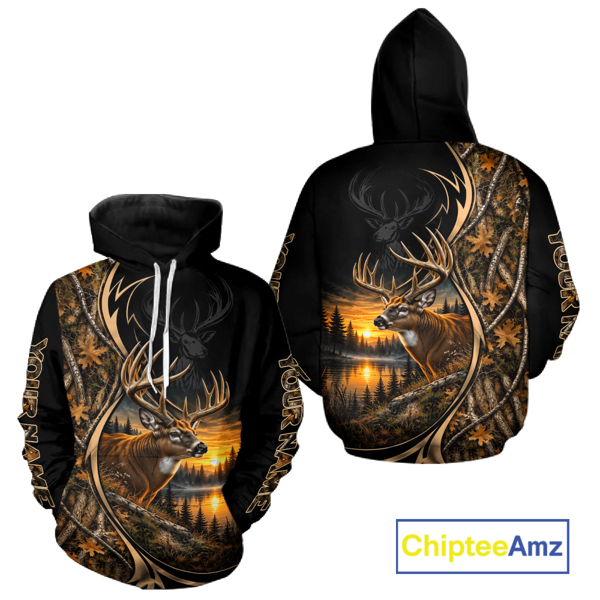 Whitetail Deer Hunting Forest Camo Custom Name 3D All Over Print Shirts NBT1217