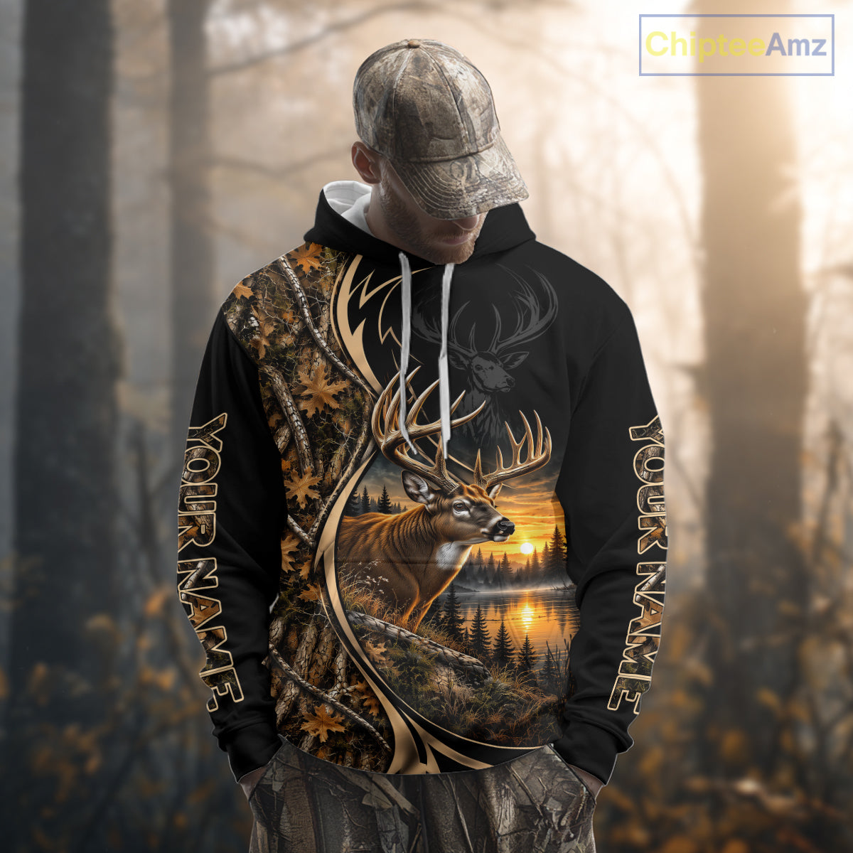 Whitetail Deer Hunting Forest Camo Custom Name 3D All Over Print Shirts NBT1217