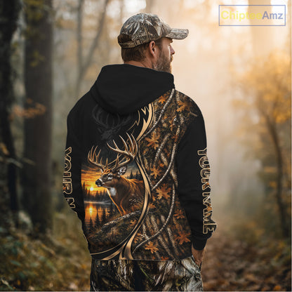 Whitetail Deer Hunting Forest Camo Custom Name 3D All Over Print Shirts NBT1217