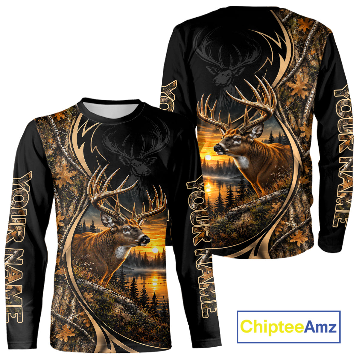 Whitetail Deer Hunting Forest Camo Custom Name 3D All Over Print Shirts NBT1217