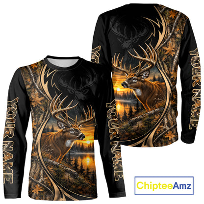 Whitetail Deer Hunting Forest Camo Custom Name 3D All Over Print Shirts NBT1217