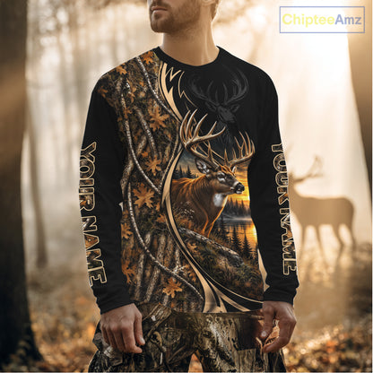 Whitetail Deer Hunting Forest Camo Custom Name 3D All Over Print Shirts NBT1217