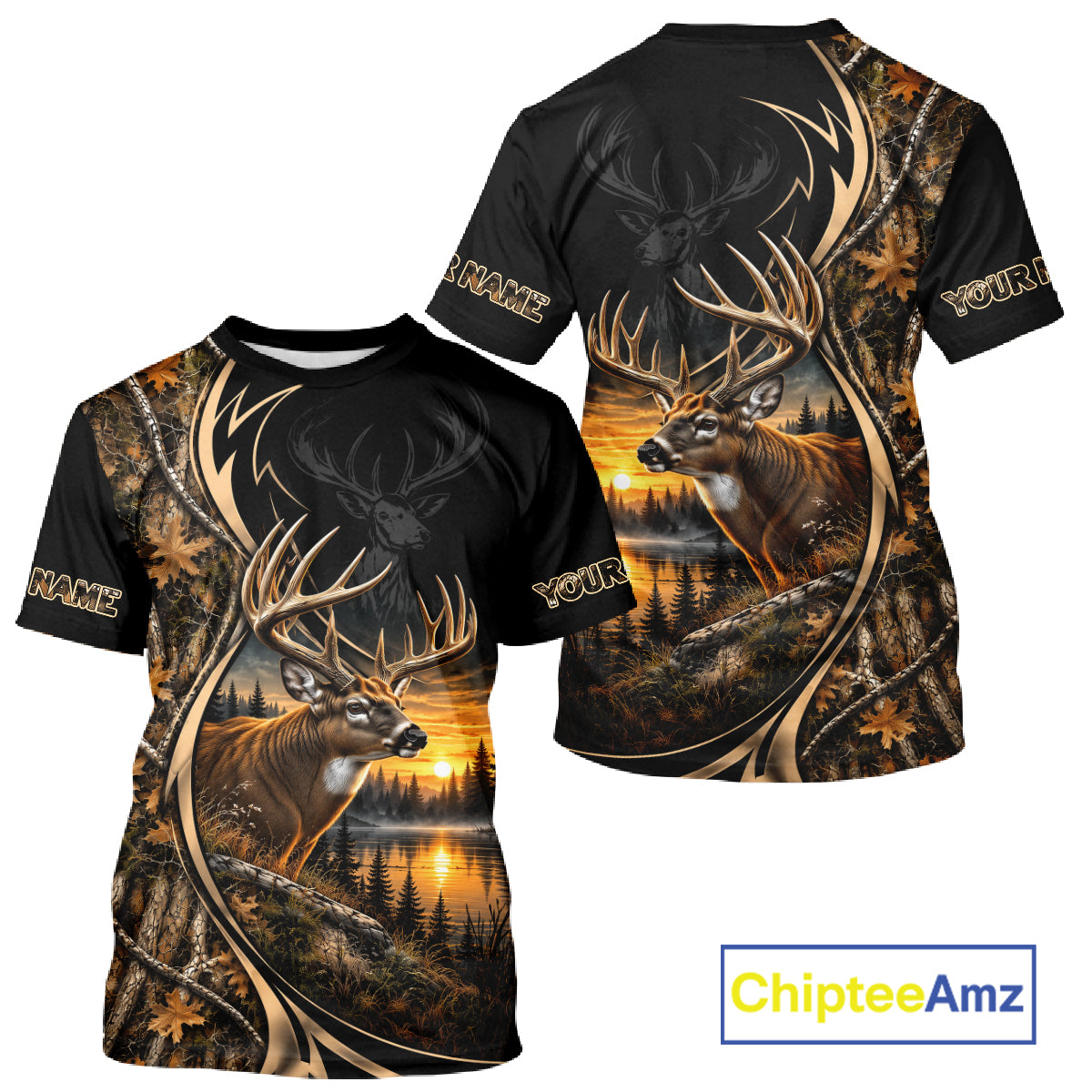 Whitetail Deer Hunting Forest Camo Custom Name 3D All Over Print Shirts NBT1217