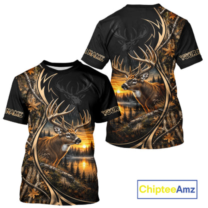 Whitetail Deer Hunting Forest Camo Custom Name 3D All Over Print Shirts NBT1217