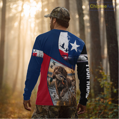 Custom Boykin Spaniel Duck Hunting Waterfowl Camo Texas Flag Custom Hunting Shirts NBT1230