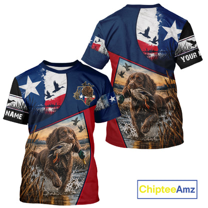 Custom Boykin Spaniel Duck Hunting Waterfowl Camo Texas Flag Custom Hunting Shirts NBT1230