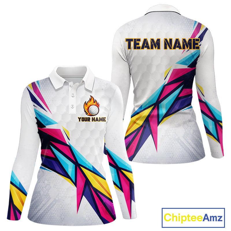Womens Golf Polo Shirts Custom Name Golf Shirts For Women, White Golf Shirts, Gift For Golf Lovers NBT549