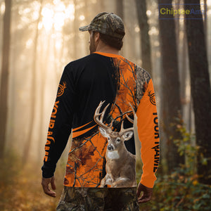 Deer Hunting Orange Camouflage 3D Prints Shirts Hunters, Best Custom Hunting Shirts NBT178