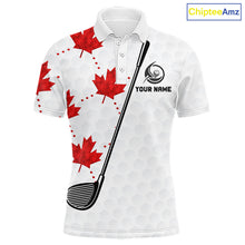 Load image into Gallery viewer, Custom Canadian Flag Mens Golf Polo Shirt Custom Maple Leaves Canada Golf Shirt For Men, Golf Gifts NBT556