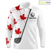 Load image into Gallery viewer, Custom Canadian Flag Mens Golf Polo Shirt Custom Maple Leaves Canada Golf Shirt For Men, Golf Gifts NBT556