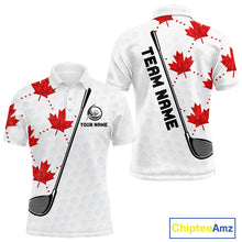 Load image into Gallery viewer, Custom Canadian Flag Mens Golf Polo Shirt Custom Maple Leaves Canada Golf Shirt For Men, Golf Gifts NBT556