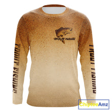 Load image into Gallery viewer, Brown Trout Fish Skin Long Sleeve Fishing Shirts Custom Name, Trout Fishing Shirts NBT402