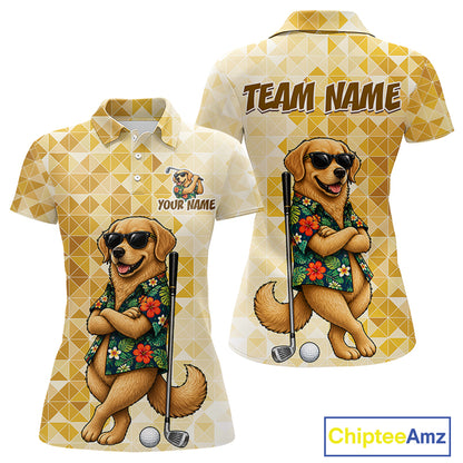 Funny Yellow Labrador Dog Golf Polo Shirt Womens Custom Name Team Golf Shirts, Golf Gifts NBT957