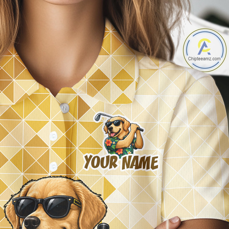 Funny Yellow Labrador Dog Golf Polo Shirt Womens Custom Name Team Golf Shirts, Golf Gifts NBT957