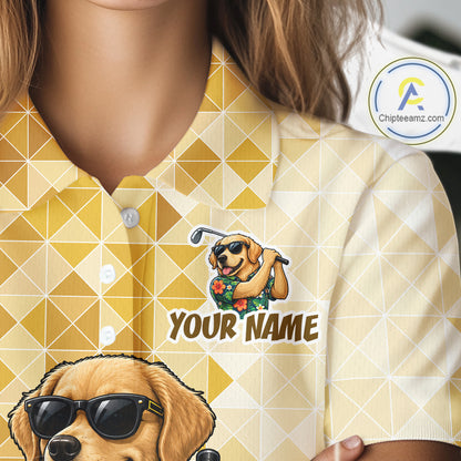 Funny Yellow Labrador Dog Golf Polo Shirt Womens Custom Name Team Golf Shirts, Golf Gifts NBT957