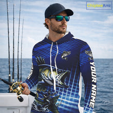 Load image into Gallery viewer, Blue Camo Walleye Custom Long Sleeve Hooded Fishing Shirts, Walleye Fishing Shirts NBT446
