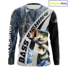 Load image into Gallery viewer, Custom Bass Fishing Grass Camo Long Sleeve Fishing Shirts, Bass Fishing Tournament Shirts NBT450
