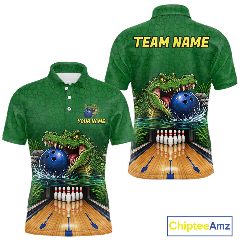 Custom Funny Alligator Bowling Shirts For Men, Bowling Uniform Bowling Team Jerseys NBT1141