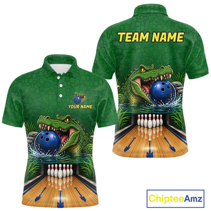 Custom Funny Alligator Bowling Shirts For Men, Bowling Uniform Bowling Team Jerseys NBT1141