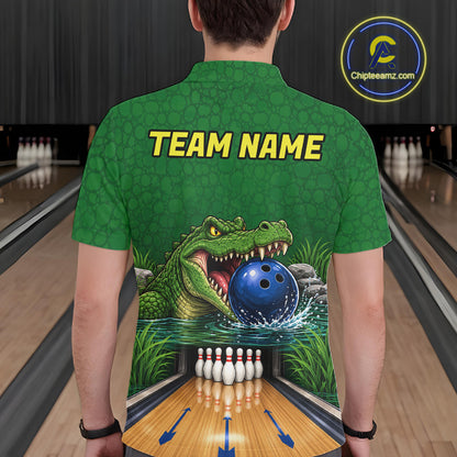 Custom Funny Alligator Bowling Shirts For Men, Bowling Uniform Bowling Team Jerseys NBT1141