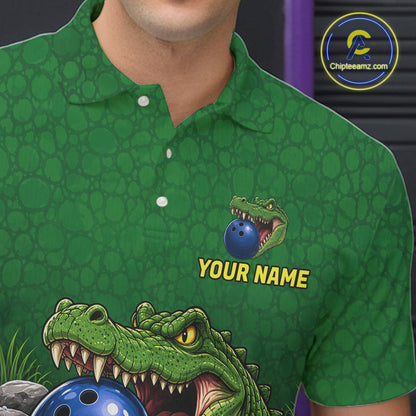 Custom Funny Alligator Bowling Shirts For Men, Bowling Uniform Bowling Team Jerseys NBT1141