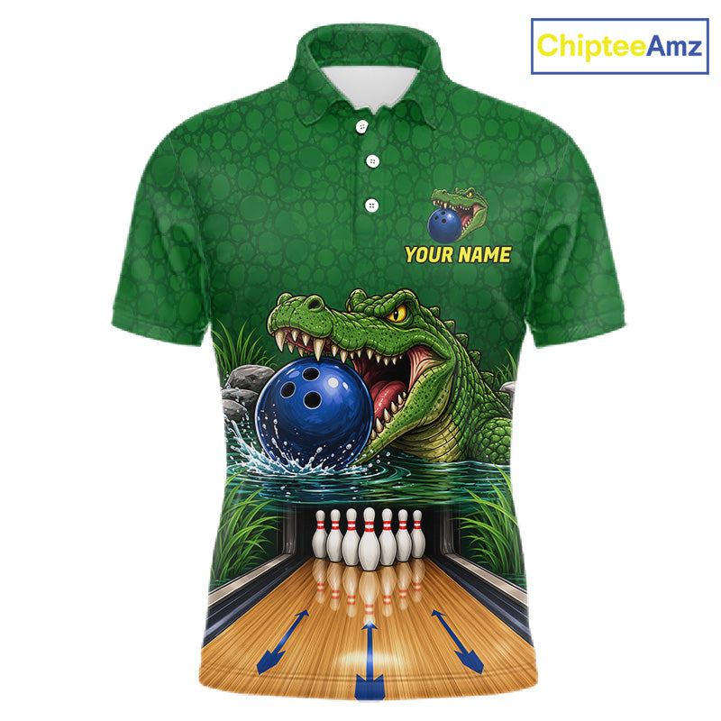 Custom Funny Alligator Bowling Shirts For Men, Bowling Uniform Bowling Team Jerseys NBT1141