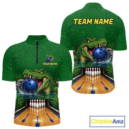 Custom Funny Alligator Bowling Shirts For Men, Bowling Uniform Bowling Team Jerseys NBT1141