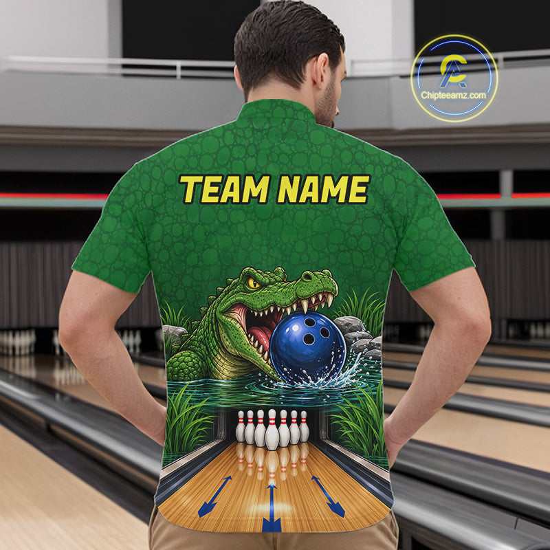 Custom Funny Alligator Bowling Shirts For Men, Bowling Uniform Bowling Team Jerseys NBT1141